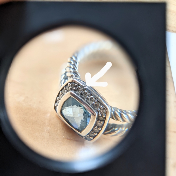 ⚡SOLD⚡David Yurman Petite Albion Blue Topaz + Pavé Diamonds 925 SS Ring - Picture 8 of 8